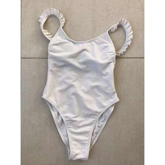 Xhilaration Swim One Piece Swimsuit Ribbed Ruffled Swimwear - Picture 1 of 10